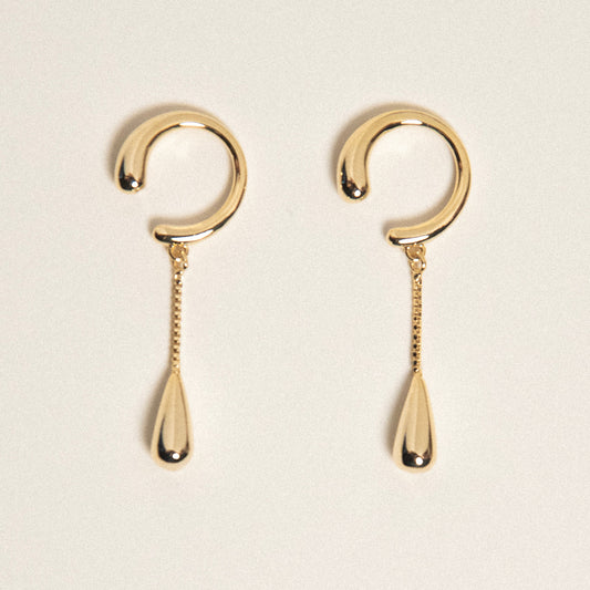 Lura | 14K Gold Plated Ear Cuff with Teardrop Pendant