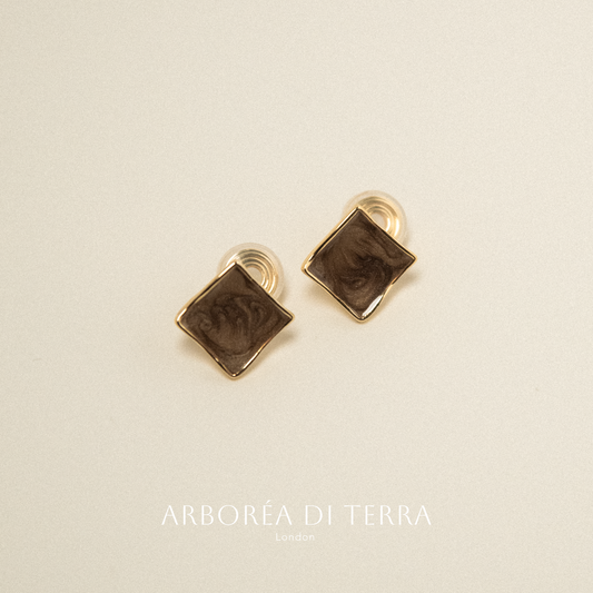 Umber | Square Resin Clip-On Earrings