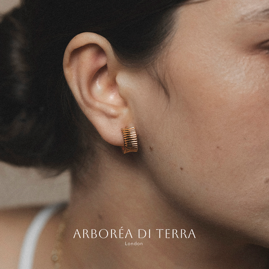 Gradia | Gold Plated Textured Step-Pattern Clip-On Earrings
