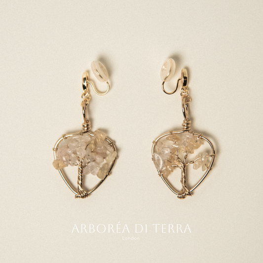 Earrings with natural cream stone clips